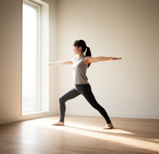 ヨガのポーズをとる女性